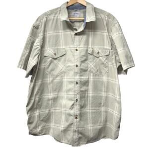 Carhartt Size 3XL Short Sleeve Shirt Button Up Beige Plaid Relaxed Fit Utility